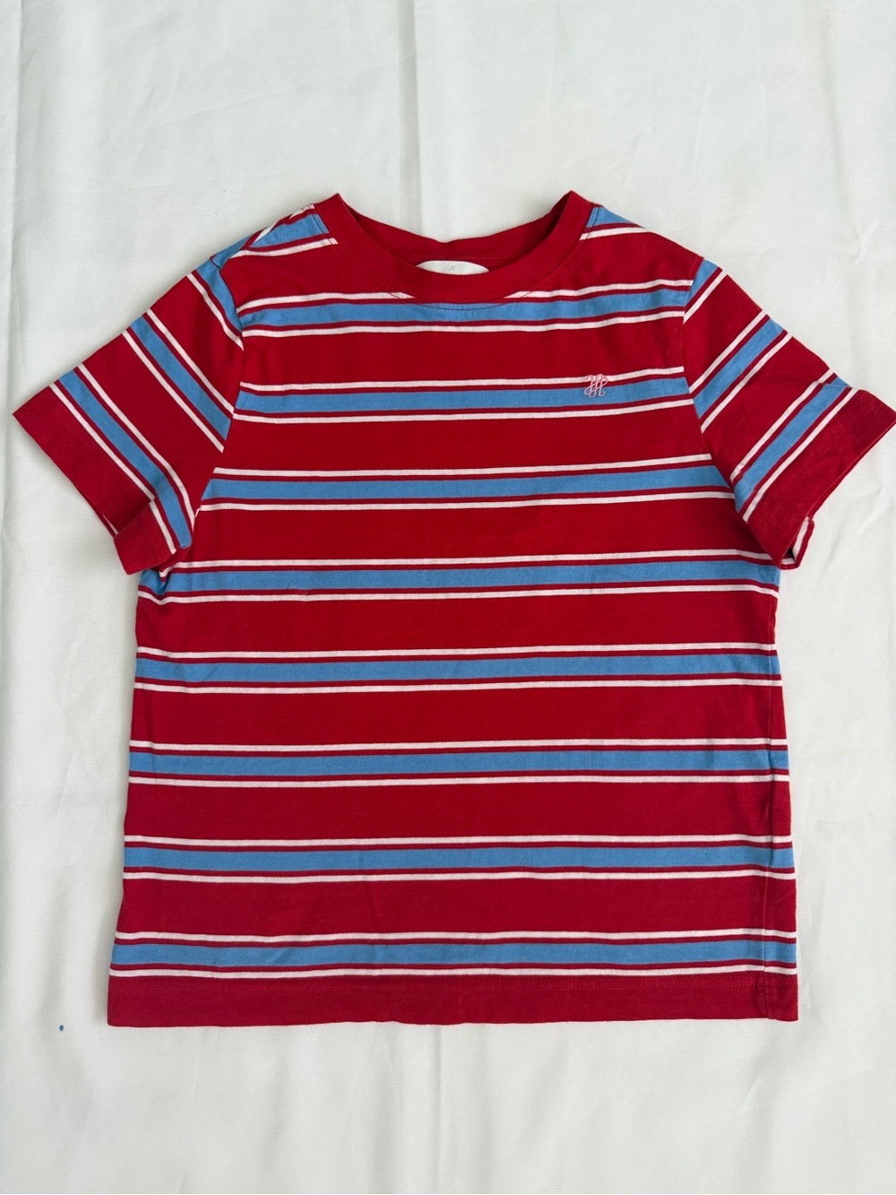 Striped T-shirt embroidered logo XS cotton T120